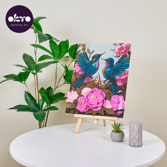 Maľba a 3D modelovanie obraz "Hummingbirds in Love" 30 x 40 cm Okto