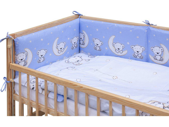 Detská postieľka s kompletnou výbavou Toro Scarlett 120 x 60 cm - modrá