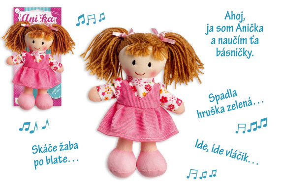 Bábika Anička handrová plyš 20 cm slovensky hovoriaca