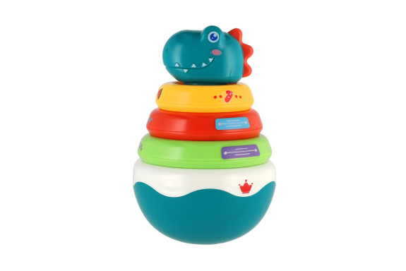 Roly Poly dinosaurus skladačka pyramída s krúžkami so zvukom 16 cm