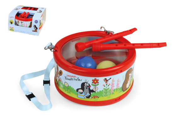 Plechový bubienok Krtko s paličkami 21 cm