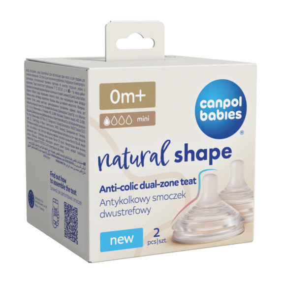 Cumlík na fľašu Natural Shape 0 m+ 2 ks Canpol babies