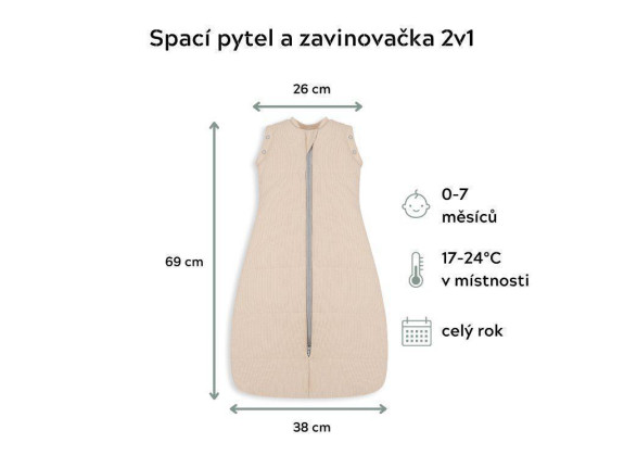 Celoročný spací vak a zavinovačka 2v1 Sleepee