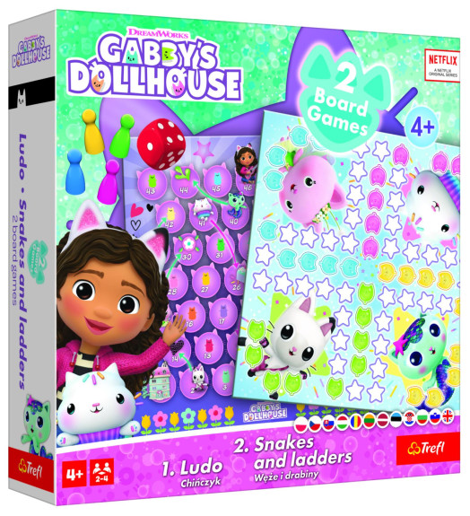 Súbor hier 2v1 Človeče, nehnevaj sa, Hady a rebríky Gabby´s Dollhouse Trefl
