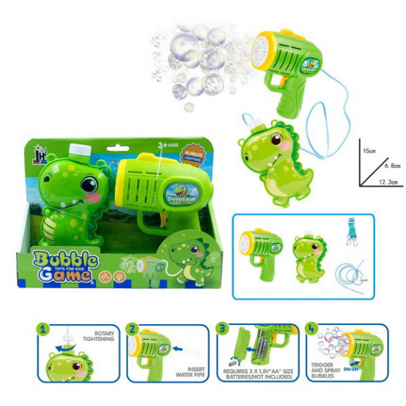 Bublifuk pištoľ s externou nádržkou dinosaurus 280 ml