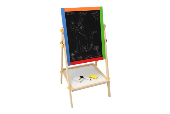 Tabuľa obojstranná magnetická drevo čierna/biela 35 x 43 cm s doplnkami