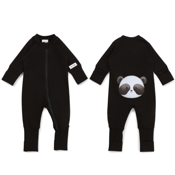 Detský rastúci overal Panda All Black čierna Moniel