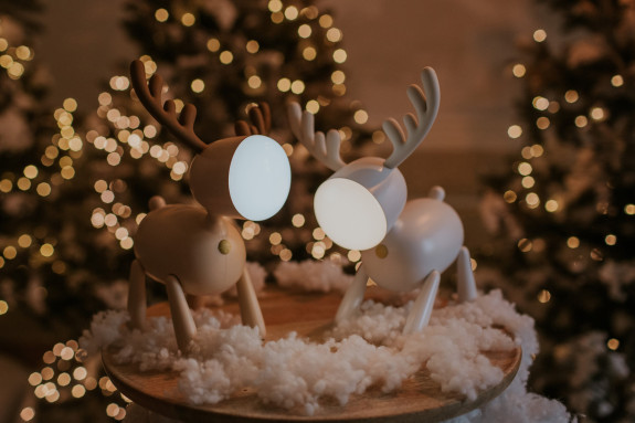 LED nastaviteľná nočná lampička - jeleň, béžová Mary's