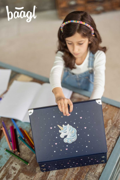 Skladací školský kufrík Unicorn Gold s kovaním Baagl