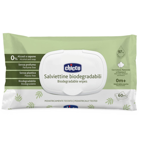 Detské vlhčené obrúsky bez obsahu plastov 60 ks Chicco