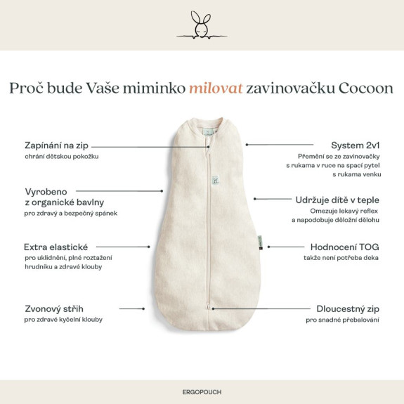 Zavinovačka a vrece na spanie 2 v 1 Cocoon Lullaby 1,0 tog Ergopouch