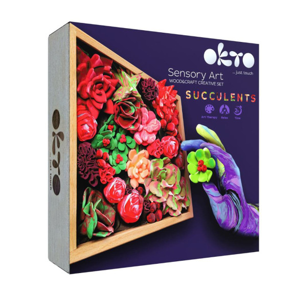 Výtvarná modelovacia sada sukulenty v drevenom ráme 21 x 21 cm Passion Okto