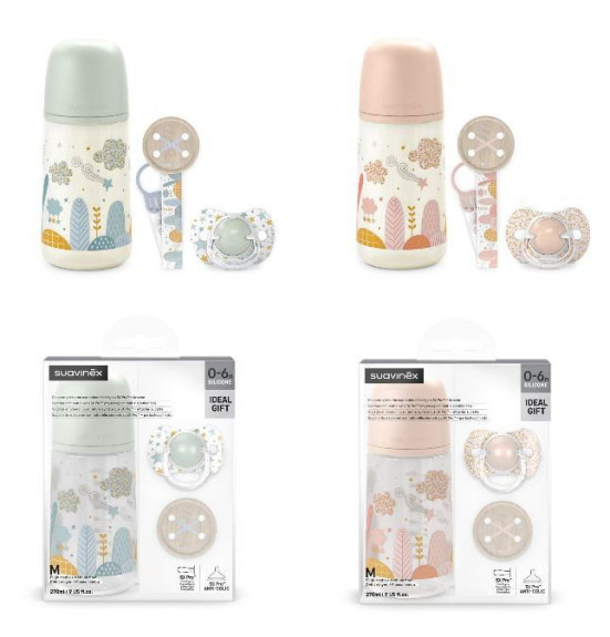 Súprava fľaša 270 ml + cumlík fyziologický 0 - 6 m + klip Dreams Suavinex
