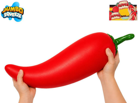 Mega Squeeze Jumbo strečová čili paprička 24 cm - mačkacia antistresová hračka