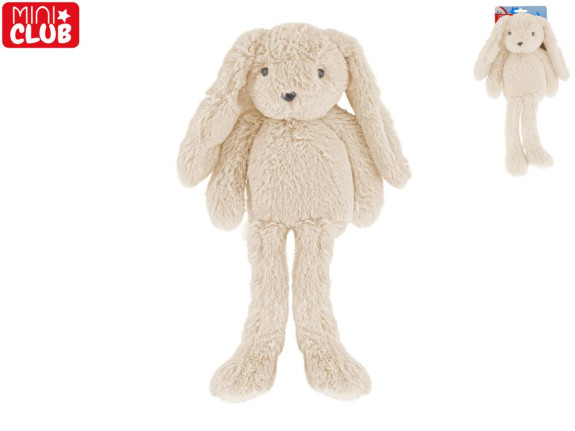 Zajačik plyšový, biely, dlhé nohy 30 cm Mini Club