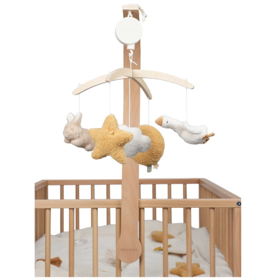 Hudobný kolotoč drevený Newborn Naturals Little Dutch