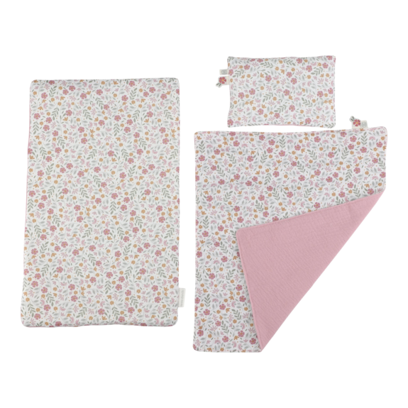 Postieľka pre bábiky drevená s perinkou Pink Little Dutch