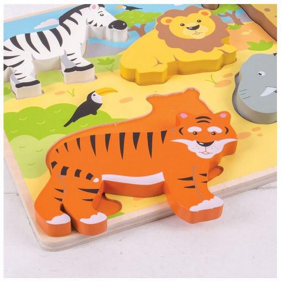 Bigjigs Toys Hrubé vkladacie puzzle safari