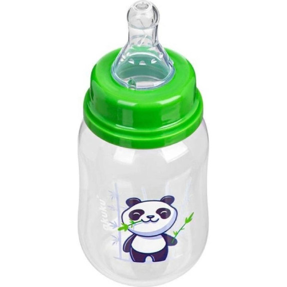 Dojčenská, plastová fľaštička, Panda 125 ml Zelená Akuku