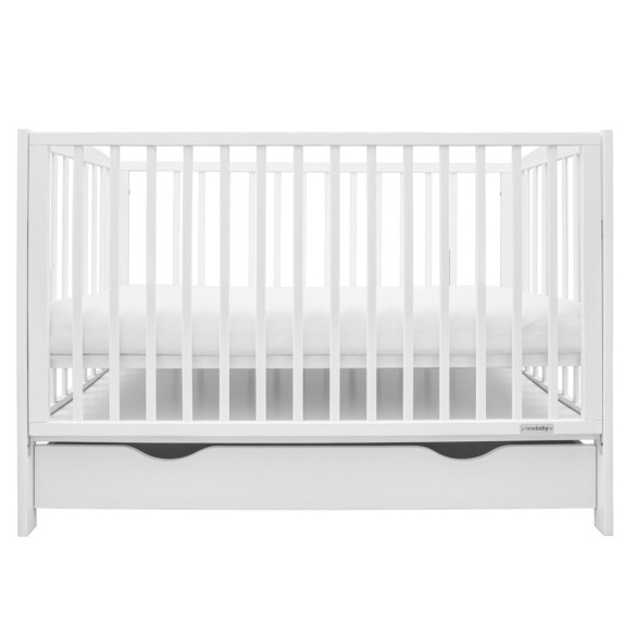 Detská postieľka so sťahovacou bočnicou a šuplíkom biela New Baby Lilly