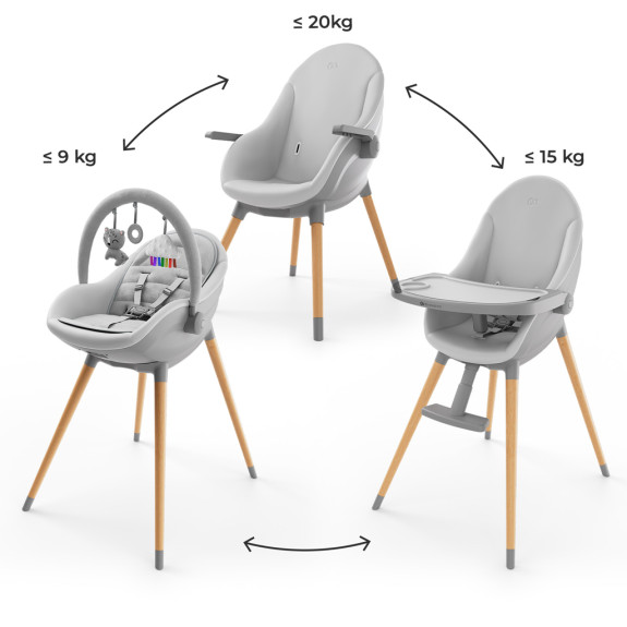 Jedálenská stolička a lehátko Fini Up 2 v 1 Grey Kinderkraft