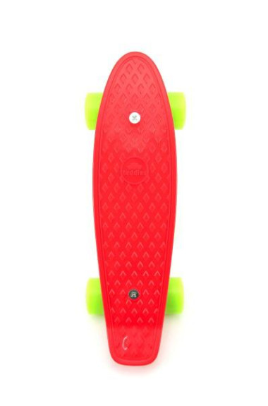 Skateboard - pennyboard 43cm, nosnosť 60kg plastovej osi, červený, zelené kolesá