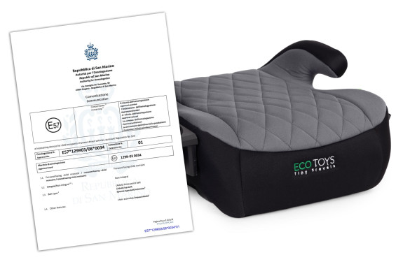 Detský podsedák do auta ISOFIX i-Size s držiakom na nápoje, pre výšku 125–150 cm šedý