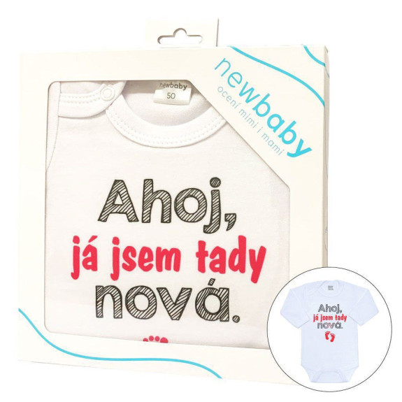 Body s potlačou New Baby Ahoj, ja som tu nová - darčekové balenie