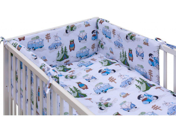 Postieľka 120 x 60 cm s kompletnou výbavou Fany - modrá