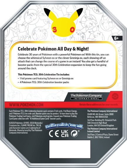 Pokémon TCG: 30th Celebration ex Tin