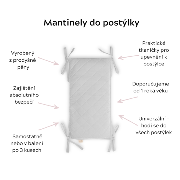 Modulárny mantinel do detskej postieľky sada 3 ks Sleepee