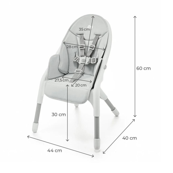 Jedálenská stolička Dinnly 2 v 1 Grey Kinderkraft