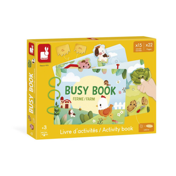 Farma Busy Book interaktívna kniha s aktivitami EN FR Janod