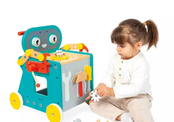 Drevený chodítko a vozík s náradím 38 ks BricoKids Janod