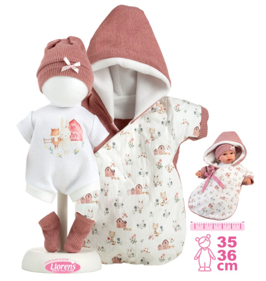 Obleček pre bábiku bábätko New Born veľkosti 35-36 cm s doplnkami Llorens