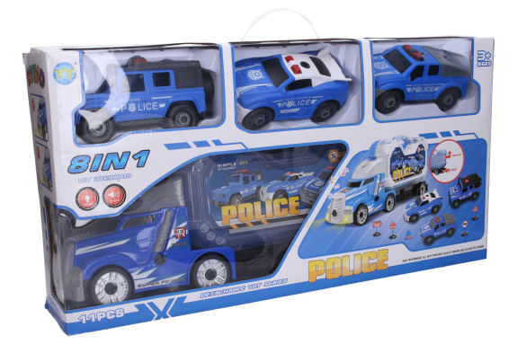 Policajný kamión s 3 autami skrutkovací s efektmi 42 cm