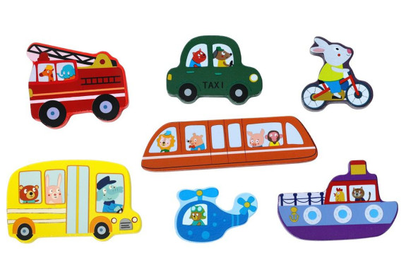 Drevené puzzle Dopravné prostriedky prepojiteľné 2Kids Toys