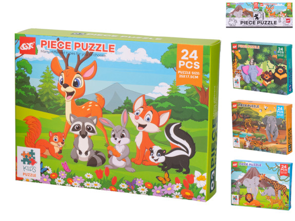 Puzzle detské 25x17, 5 cm zvieratká 24 dielikov
