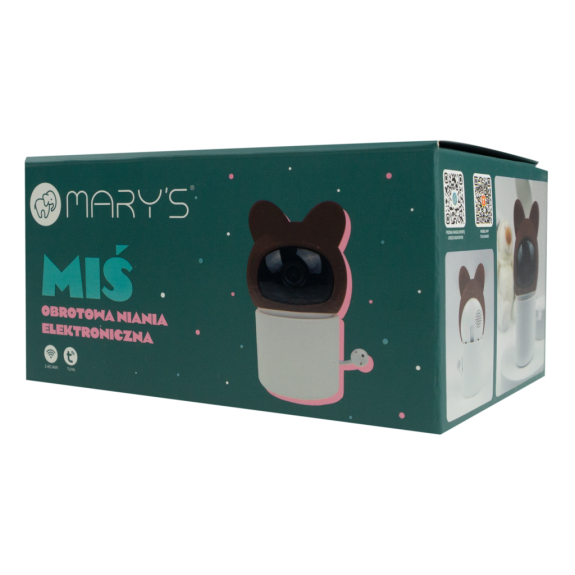 Detská opatrovateľka s otočnou kamerou, s WiFi / Tuya - medvedík, hnedá Mary's