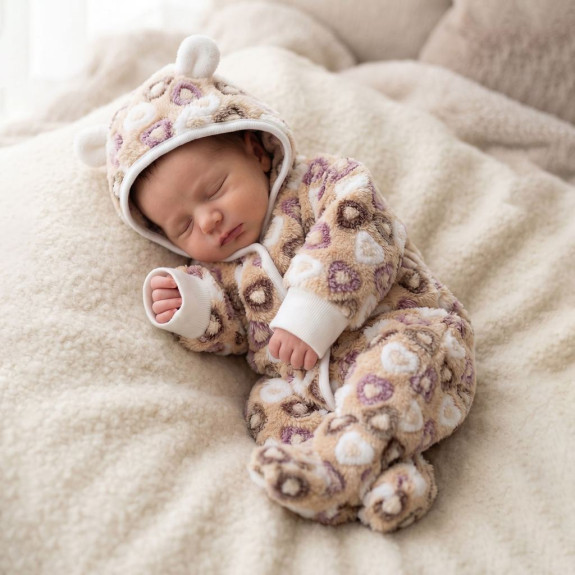 Hrejivá kombinéza s kapucňou Srdiečka Baby Service