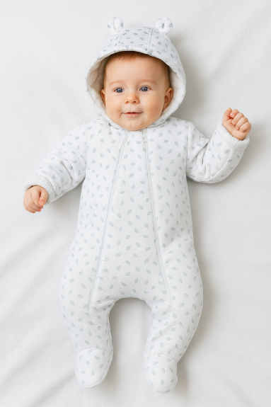 Zimná kombinéza s kapucňou podšíta wellsoft lístočky Baby Service