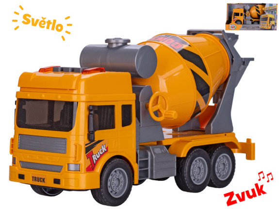 Auto stavebný domiešavač 29,5 cm na zotrvačník na batérie so svetlom a zvukom