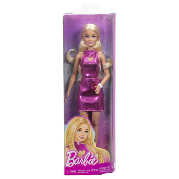 Barbie modelka - lesklé šaty so srdiečkom