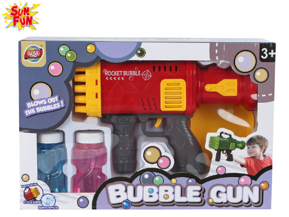 Sun Fun bublifukovač pištole 21 cm na batérie s náplňou 2 ks