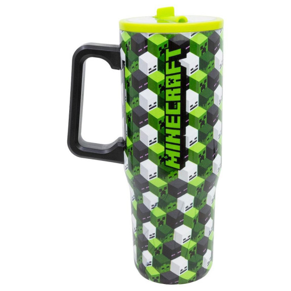 Termohrnček so slamkou a uchom 920 ml Minecraft Iconicmono