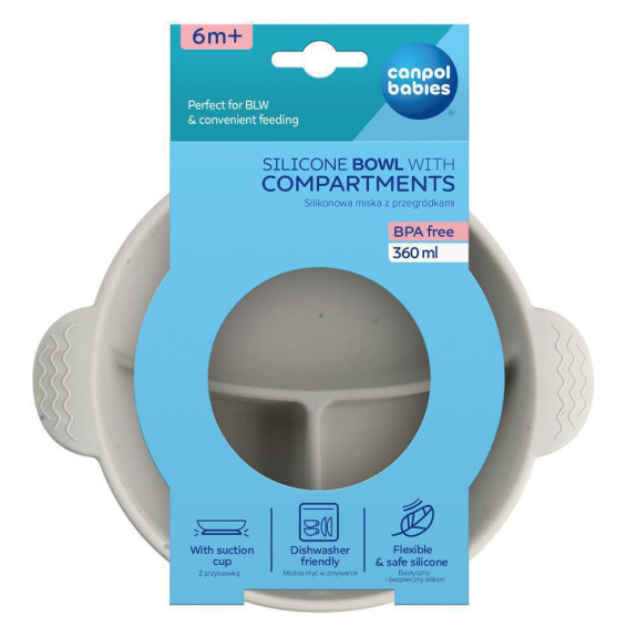 Silikónová delená miska s prísavkou DOTS 360 ml Canpol babies