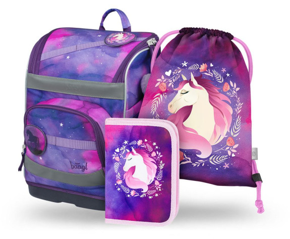 Set 3 Zippy plus Kôň: aktovka, peračník, sáčok Baagl