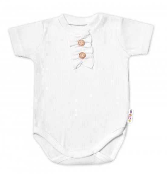 Dojčenské rebrované body s gombíkmi kr. rukáv, Girl - biele Baby Nellys