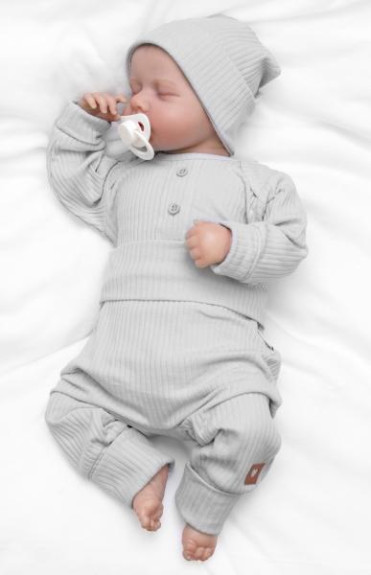 Rebrovaná rastúca súprava 3D Baby Boy Šedá