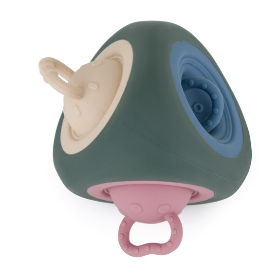 Hračka silikónová Pop Up Triangle Misty Green 10 m+ Petite&Mars